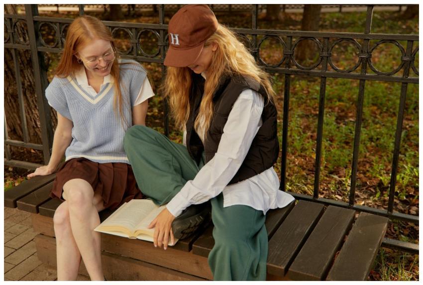 Two young women enjoying a study session together