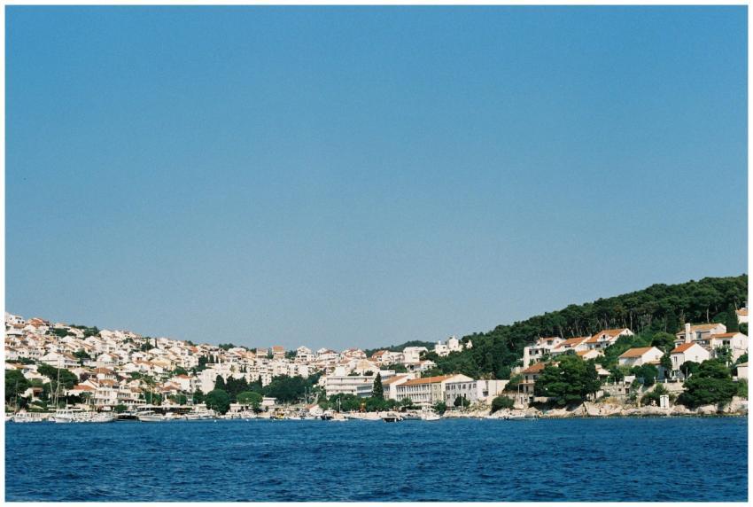 Charming coastal town with white buildings near a