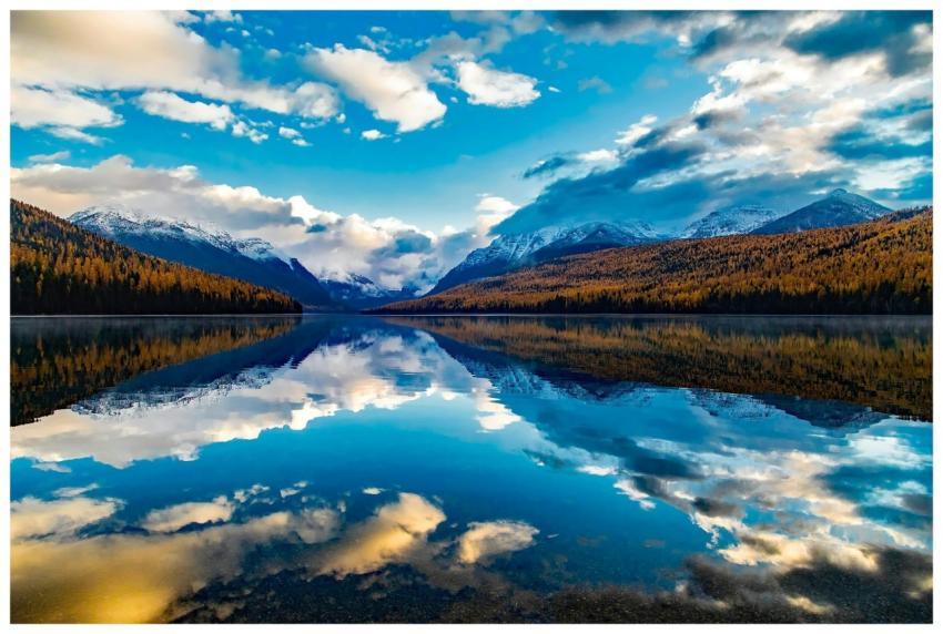 Breathtaking view of Lake McDonald with mountain r
