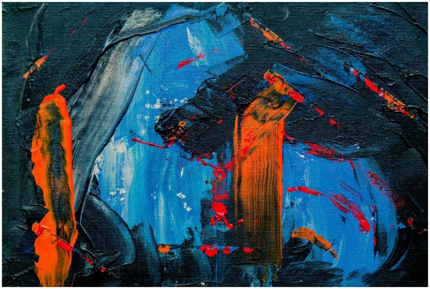 Dynamic abstract painting with bold colors and tex