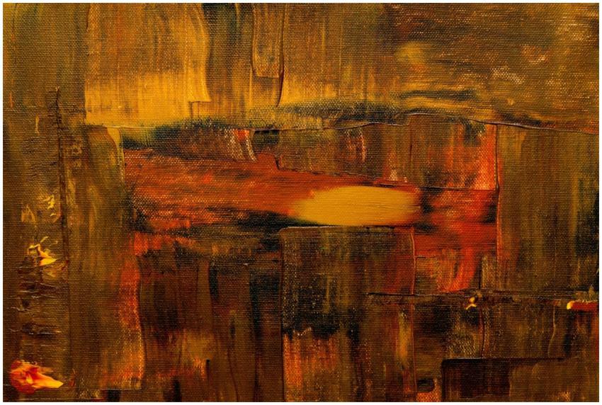 Warm abstract painting with textured brush strokes