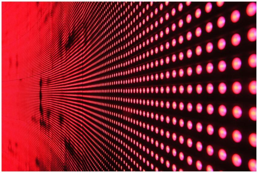 Vibrant abstract pattern of illuminated red LED li
