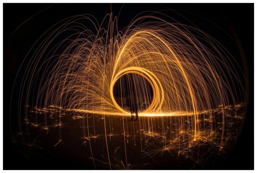 Stunning long exposure shot of steel wool light pa