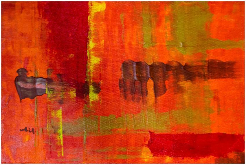 Bold and colorful abstract acrylic painting with r