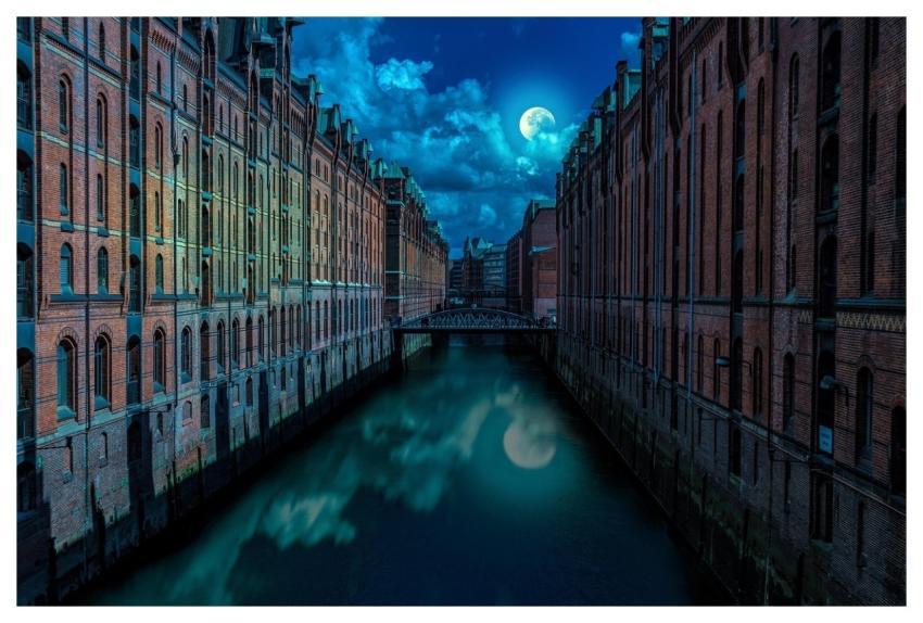 City Hamburg Night Night Photos