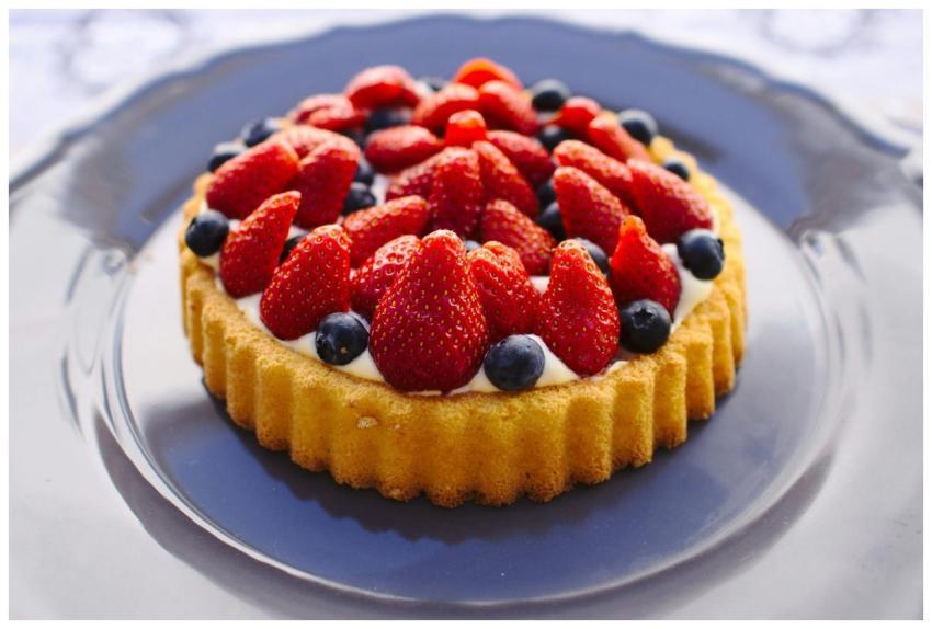 Scrumptious homemade fruit tart topped with fresh