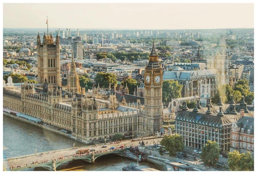 Stunning aerial view of London's iconic Big Ben an