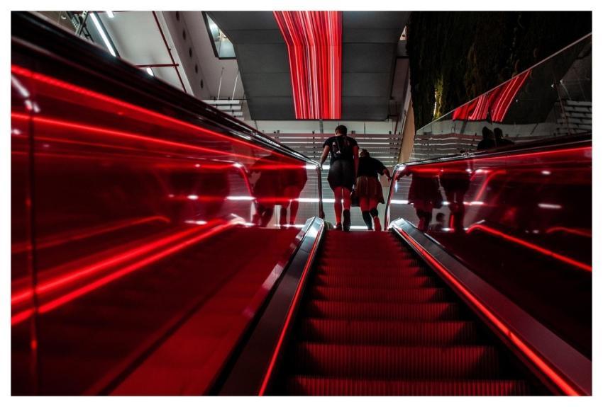 Escalator Stairs Building Red