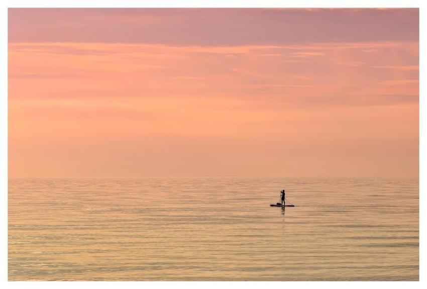 Sea Paddle Boarding Sunset Horizon