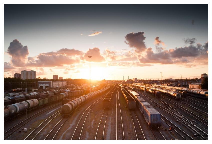 Train Sunset Tracks Railroad