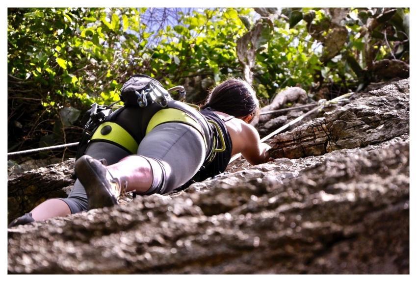 Woman Climbing Recreation Rock Climbing
