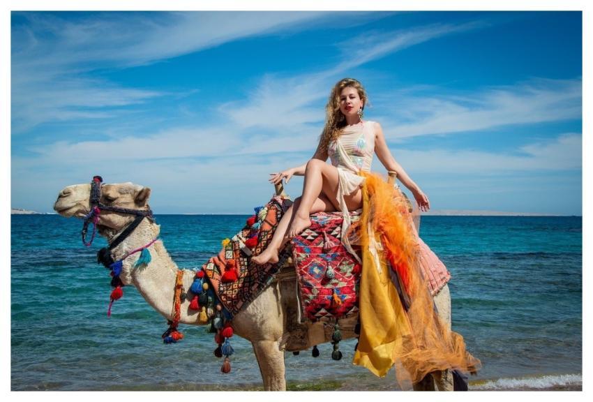 Woman Camel Beach Drover
