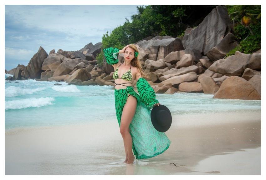 Woman Beach Ocean Seychelles