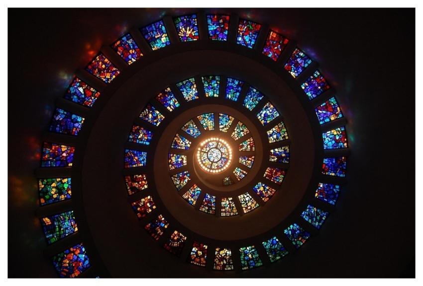 Stained Glass Spiral Circle Pattern