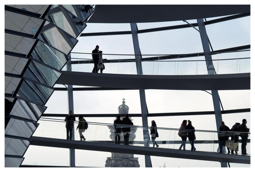 Reichstag Dome Building People Silhouette