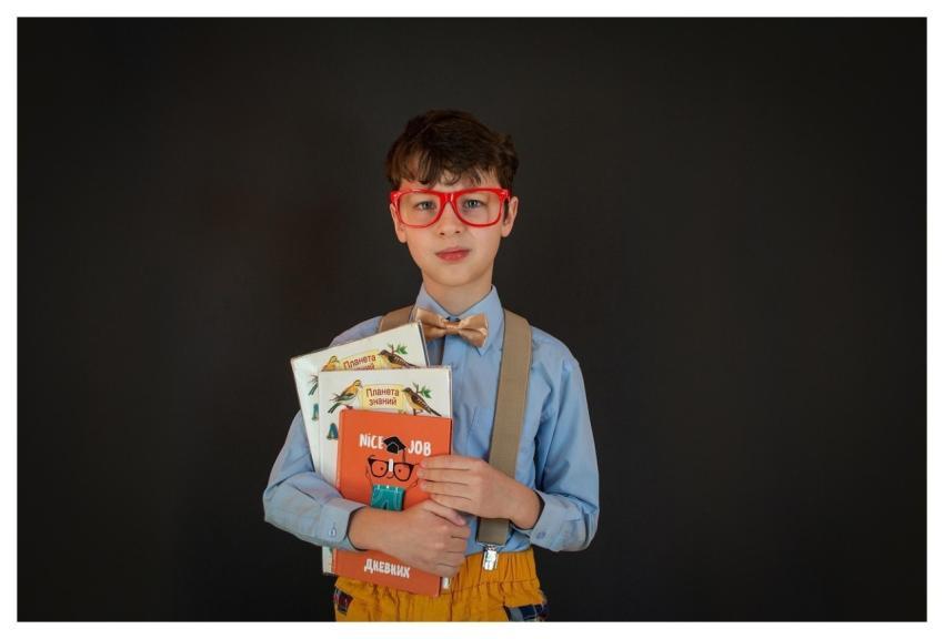 Schoolboy Glasses Books Portrait