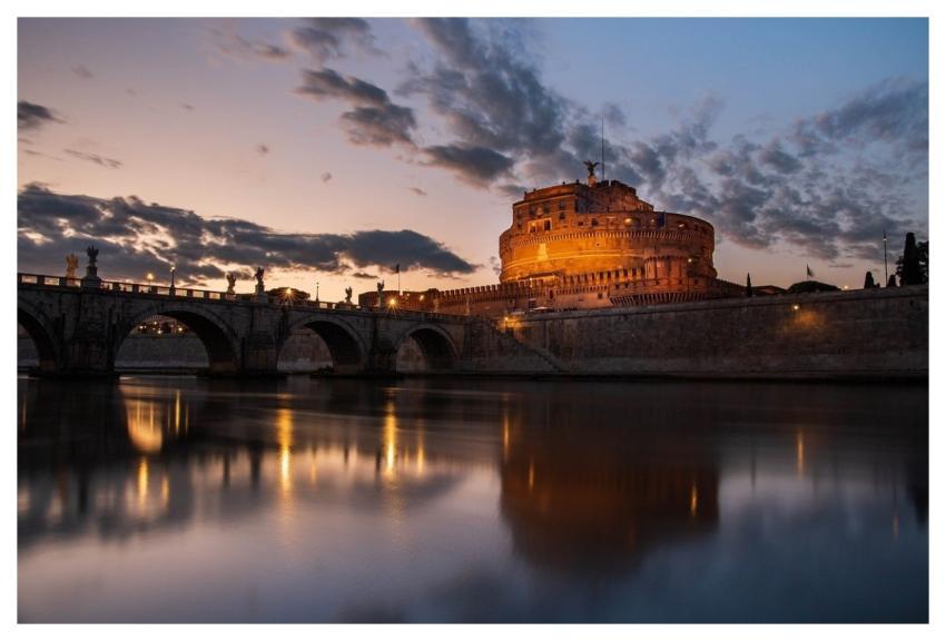 Tiber River Rome Castle Of The Angels Sunset