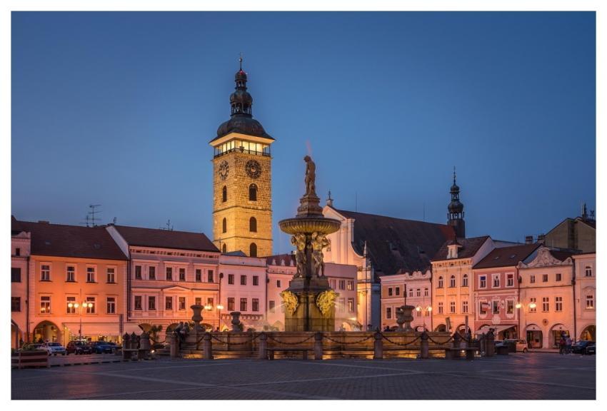 Ceske Budejovice City Square Night Evening