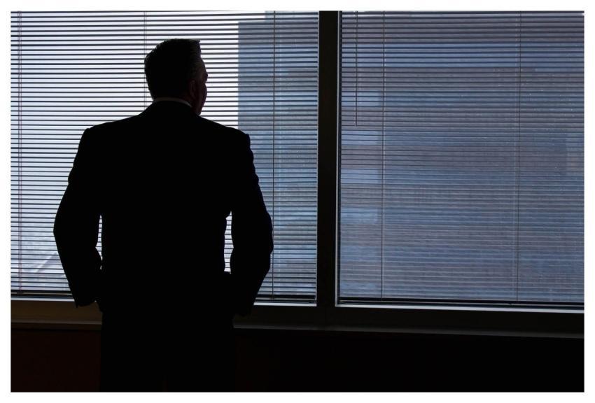 Businessman Silhouette Windows Looking Out