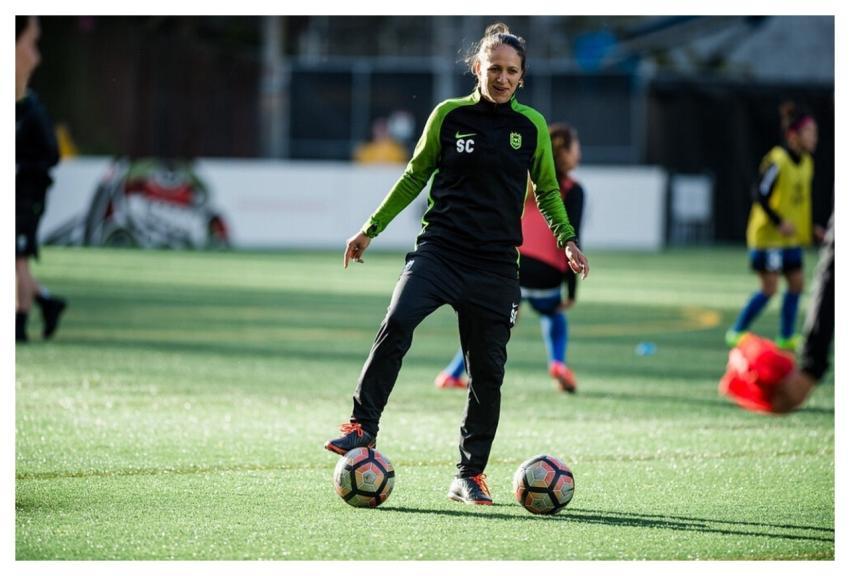 Woman Football Softball Field