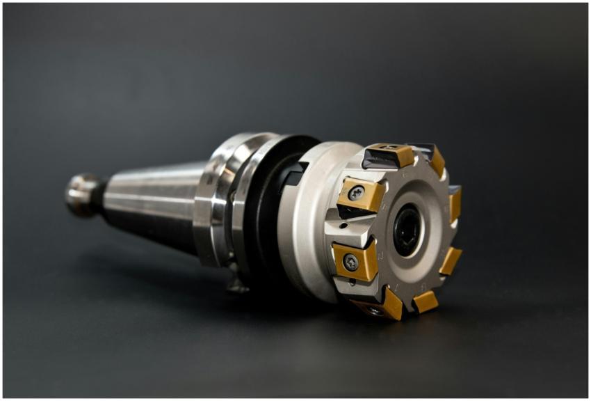 Close-up of a high precision CNC milling tool used