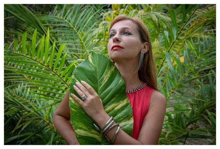 Woman Model Portrait Leaf