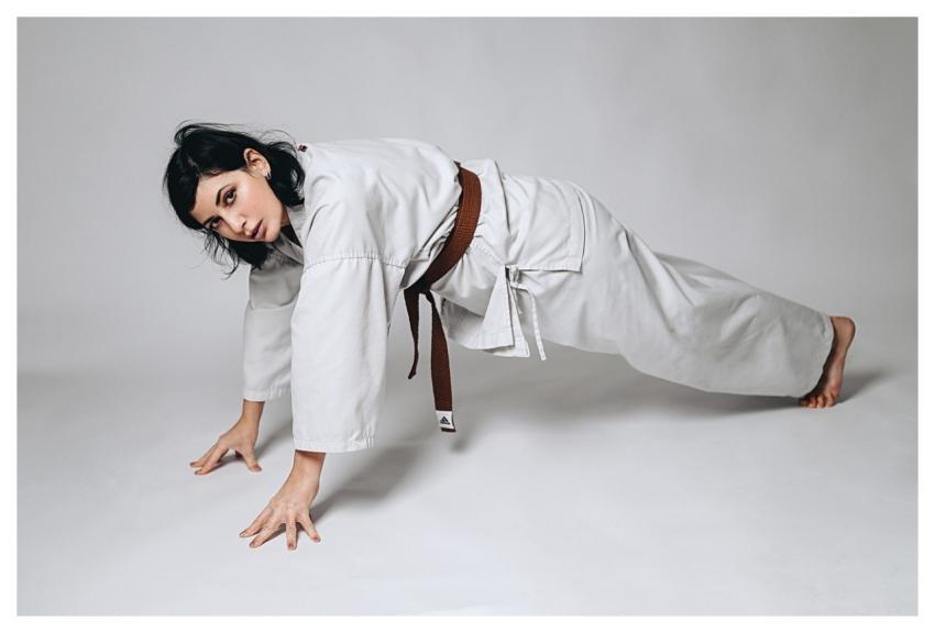 Woman Pose Karate Stretch