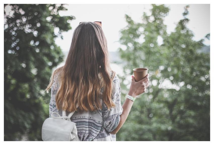 Adult Back View Coffee Woman