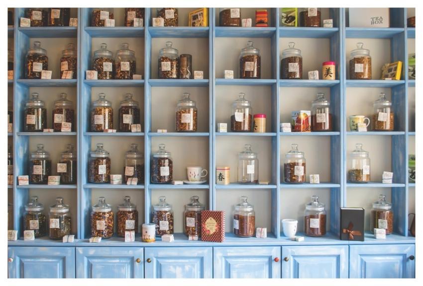 Jars Herbs Shelves Store