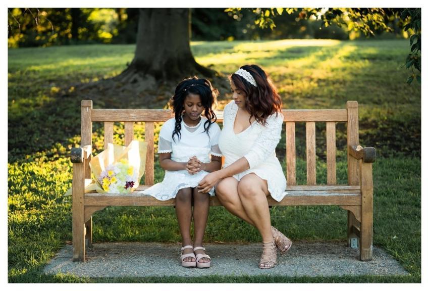 Mother Daughter African Americans Bench