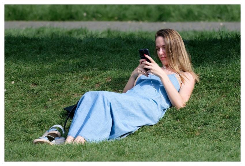 Woman Smartphone Park Nature