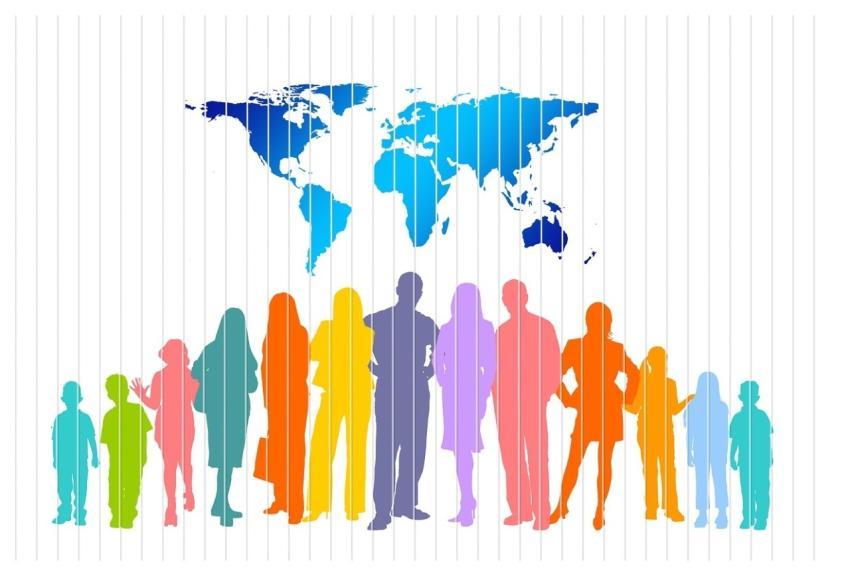 Crowd People Continents Globe