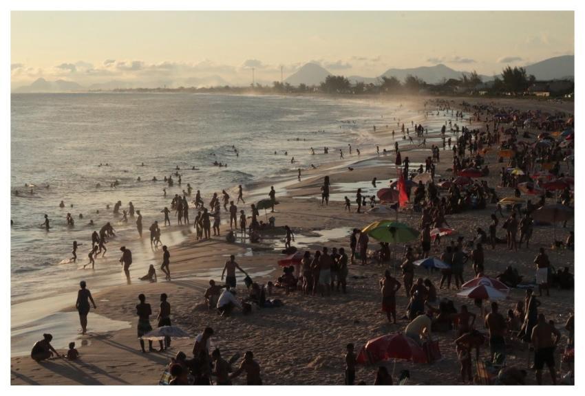 People Crowd Beach Ocean