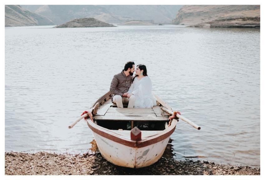 Couple Boat Shore Lake