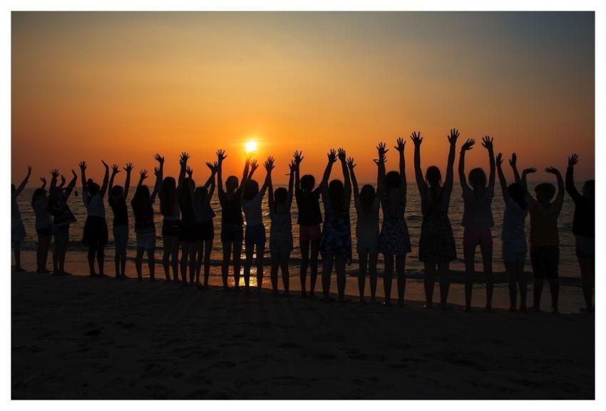 Sunset People Dawn Silhouette