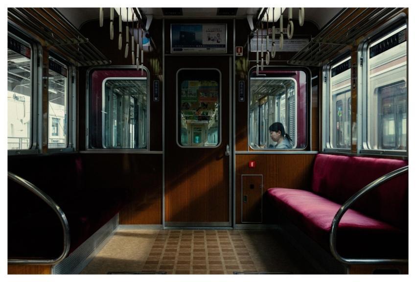 Woman Train Kyoto Japan