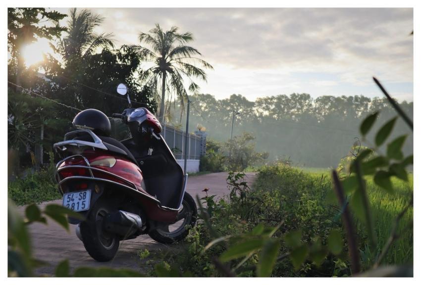 Motorcycle Town Nature Sunset