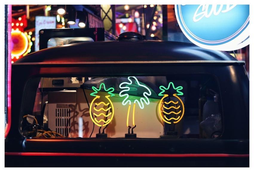 Neon Night Market Urban City