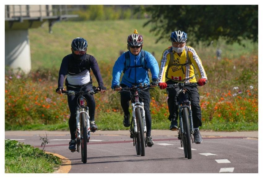 Men Cyclists Bicycles Riding