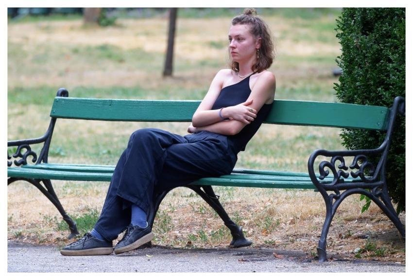 Woman Park Sitting Park Bench