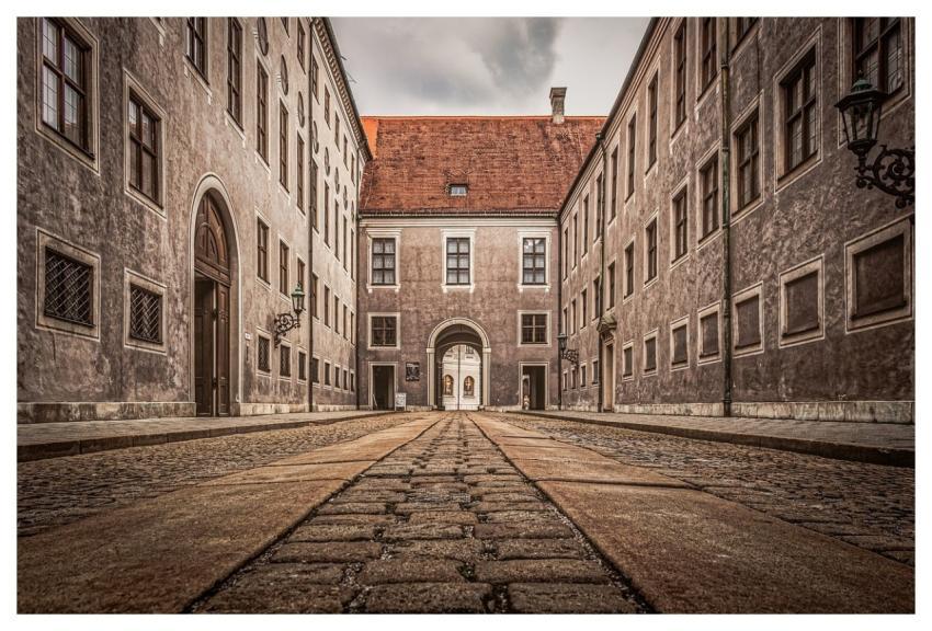Munich Alley Buildings Cobblestone