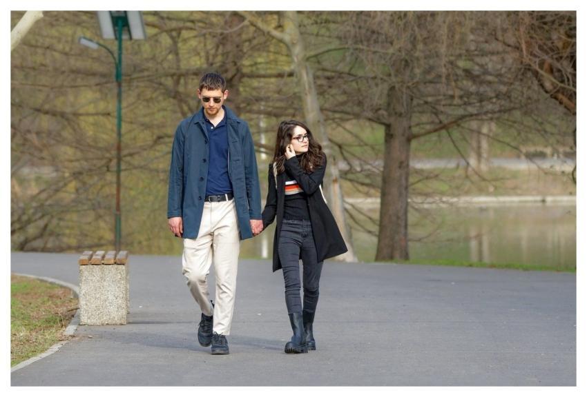 Young Couple Casual Walking