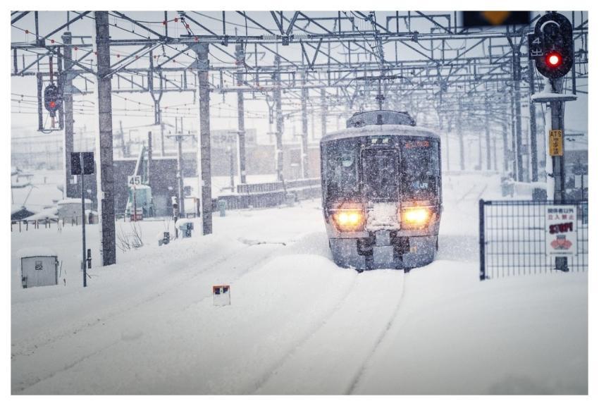 Train Snowstorm Snow Winter