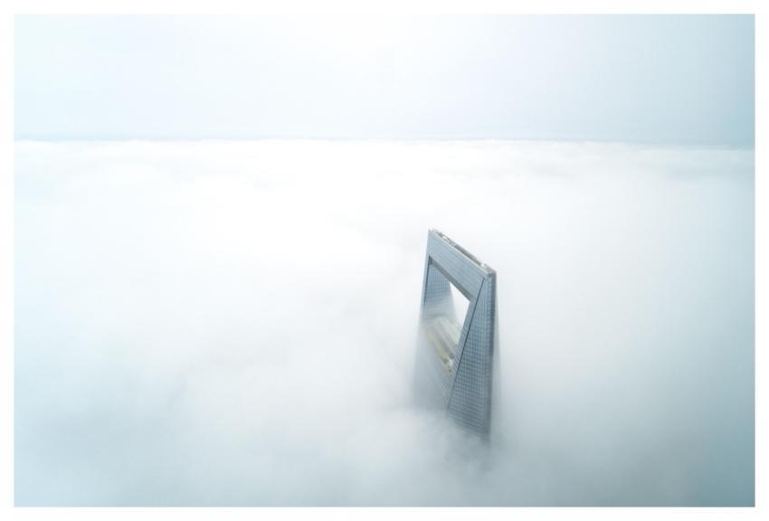 Shanghai World Financial Center Clouds Skyscraper