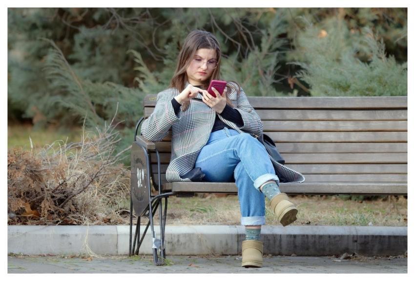 Woman Park Bench Casual