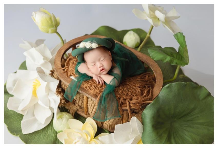 Newborn Baby Sleeping Lotus Flower
