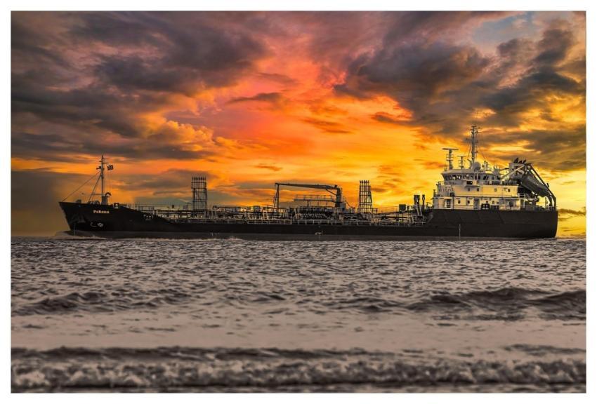 Cargo Ship Sunset Sea Ship