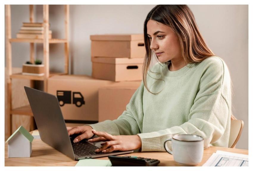 Woman Ecommerce Working Laptop