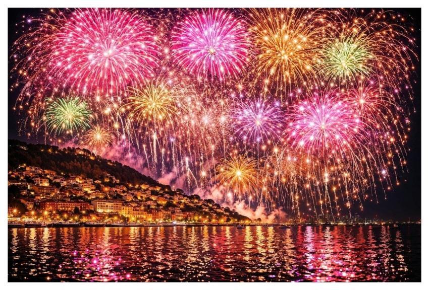 Fireworks Celebration Night Water