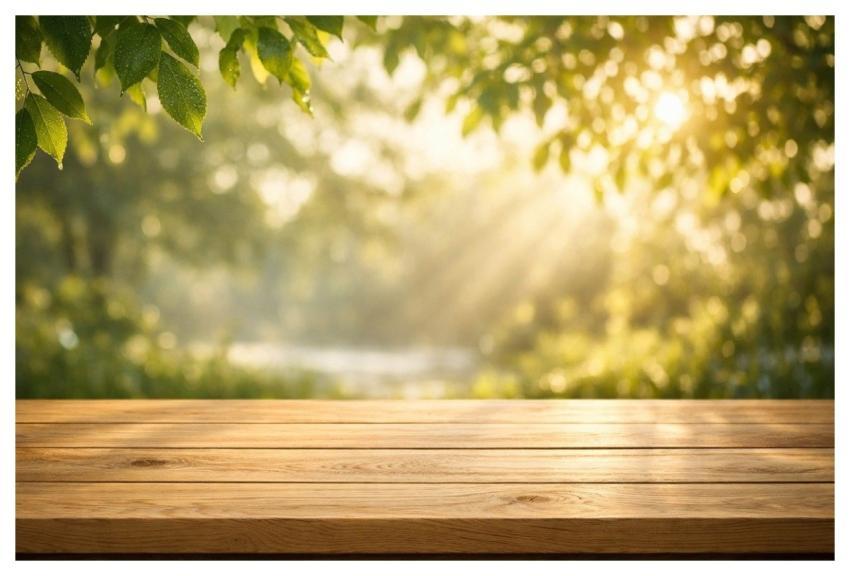 Wooden Table Top Wood Table Background Blurred Nat